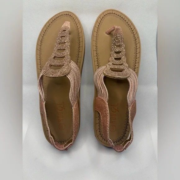 Rose Gold Glitter Sandals - Picture 1 of 9